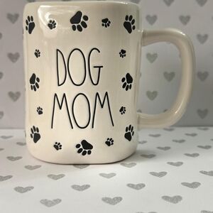 Dog Mom Cream Mug with Black Paw Prints
